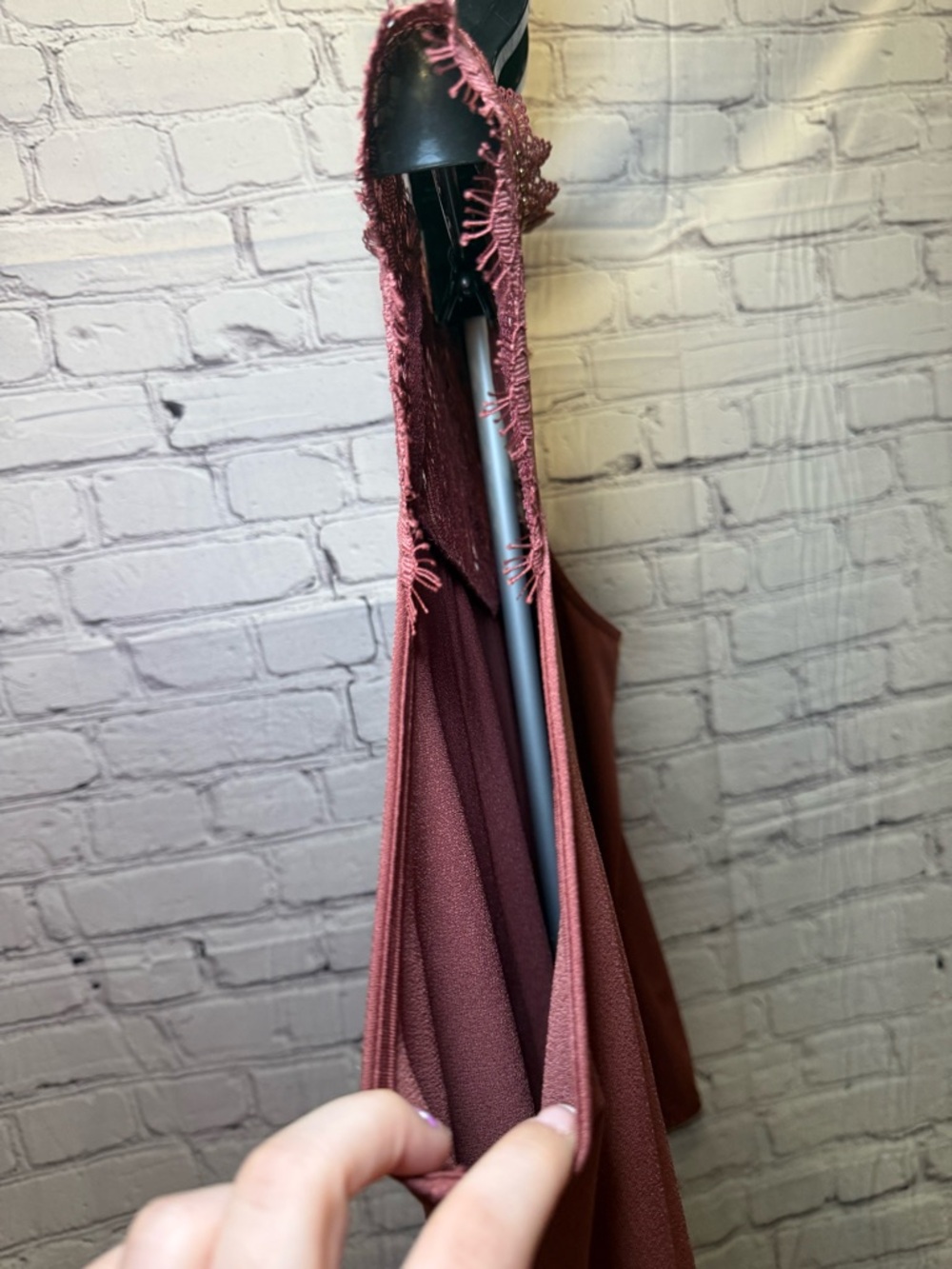Belldini Lace Yoke Sleeveless Top - Mauve - Picture 6 of 9